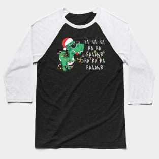 Fa Ra Ra Ra Raawr Funny T rex Christmas Lights Baseball T-Shirt